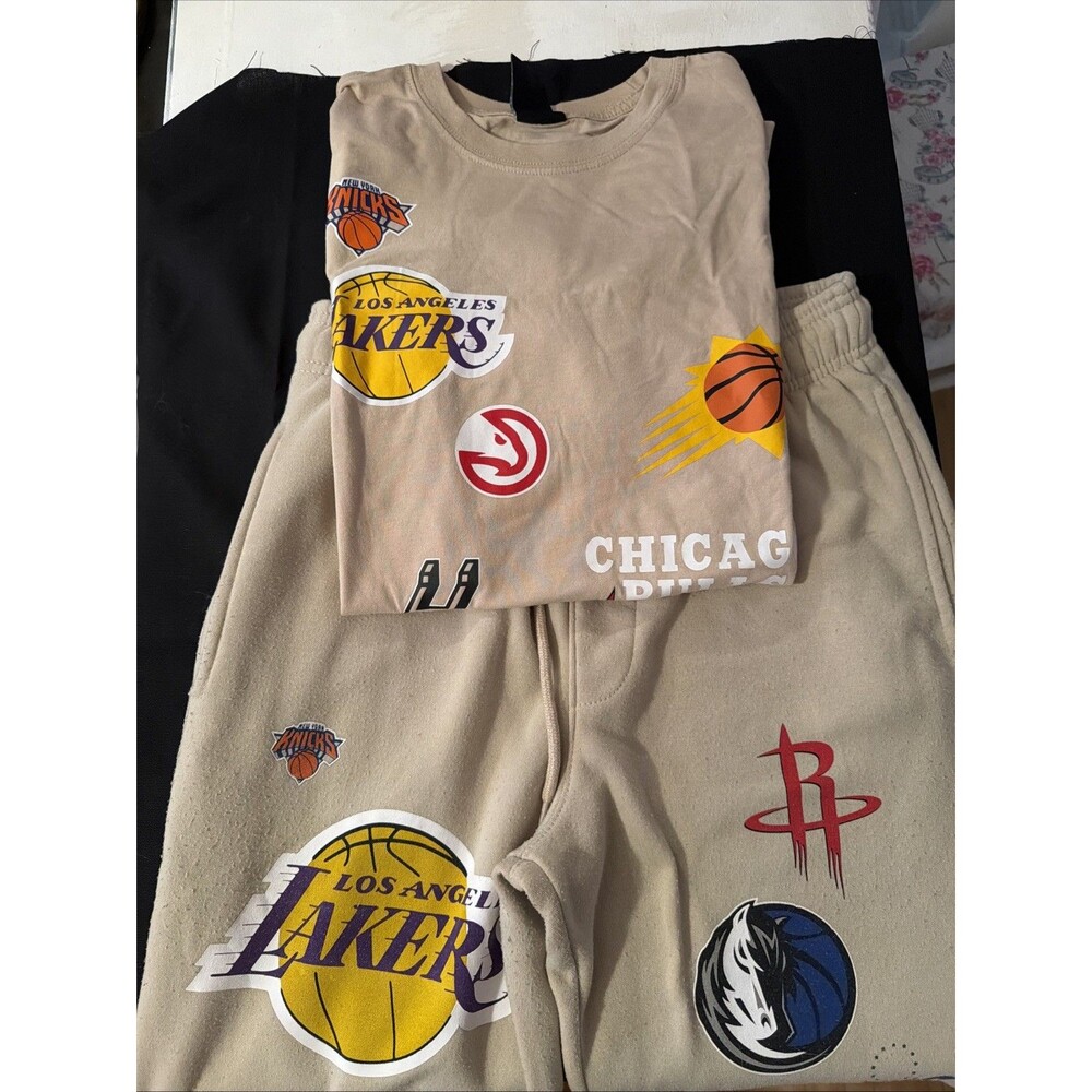 Ultra Game NBA Logo Fleece Jogger Pants XS And T Shirt Comfort Fit M